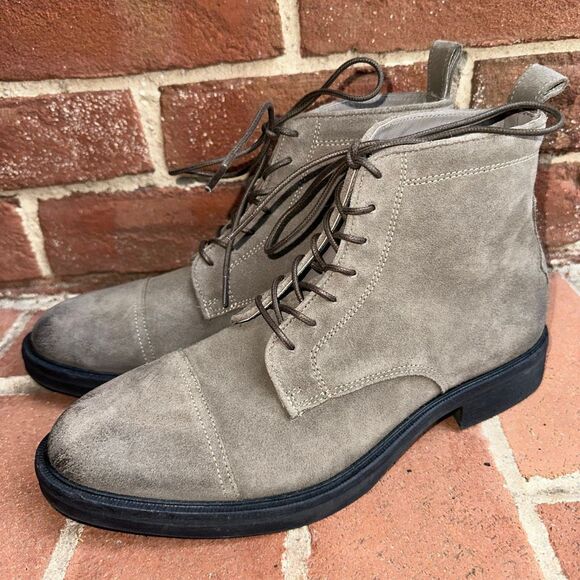 AllSaints $300 Drago Suede Lace Up Boots Khaki Distressed Almond Toe Sz 41 NEW main image 13